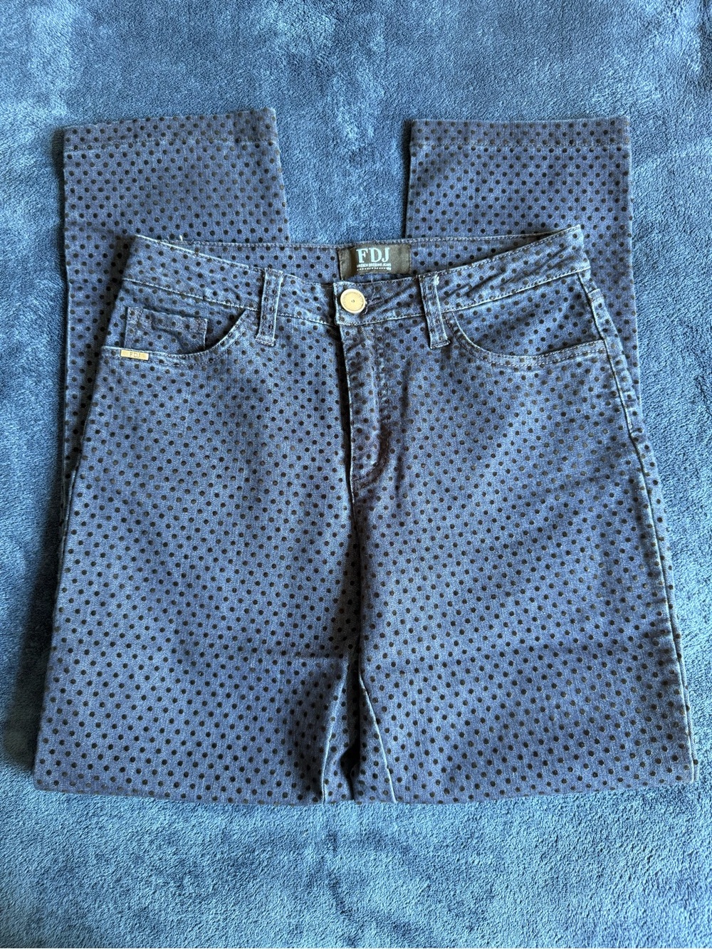 FDJ Women's Navy Polka Dot Straight-Leg Jeans